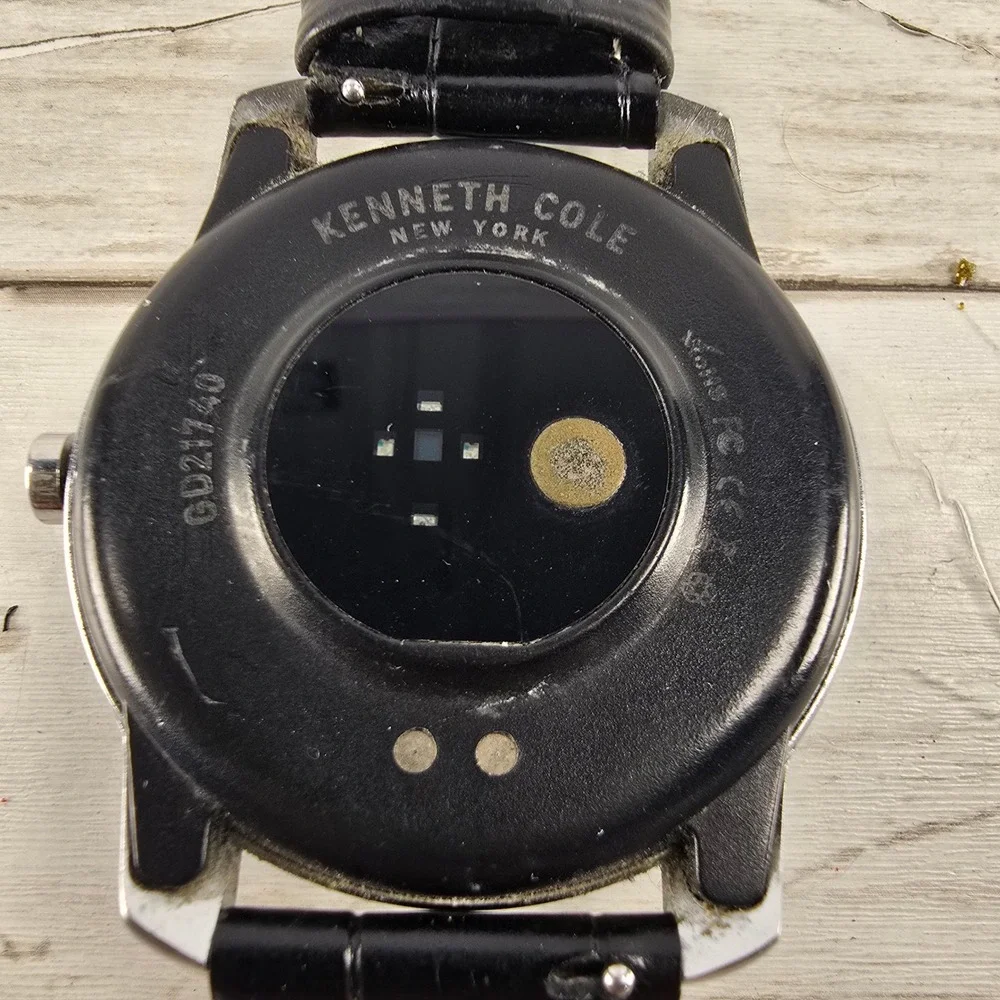 Kenneth‎ Cole New York GD21740 Smartwatch Silver Case Black Leather Strap Watch